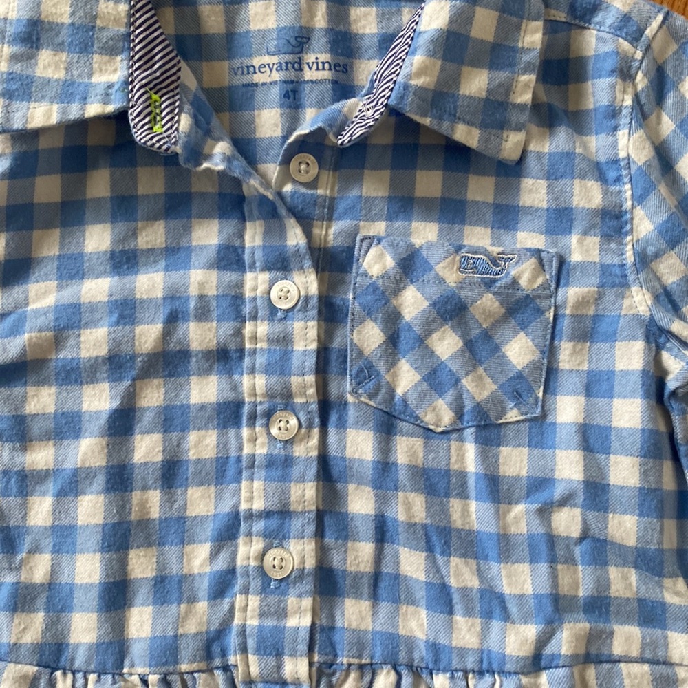 Vineyard Vines | blue plaid flannel shirtdress 4T - Picture 2 of 7